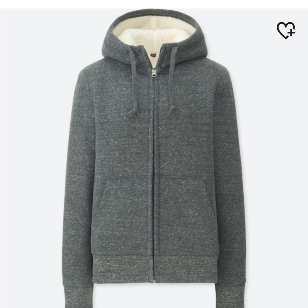 Uniqlo Pile-Lined Full Zip Hoodie XS dark gray